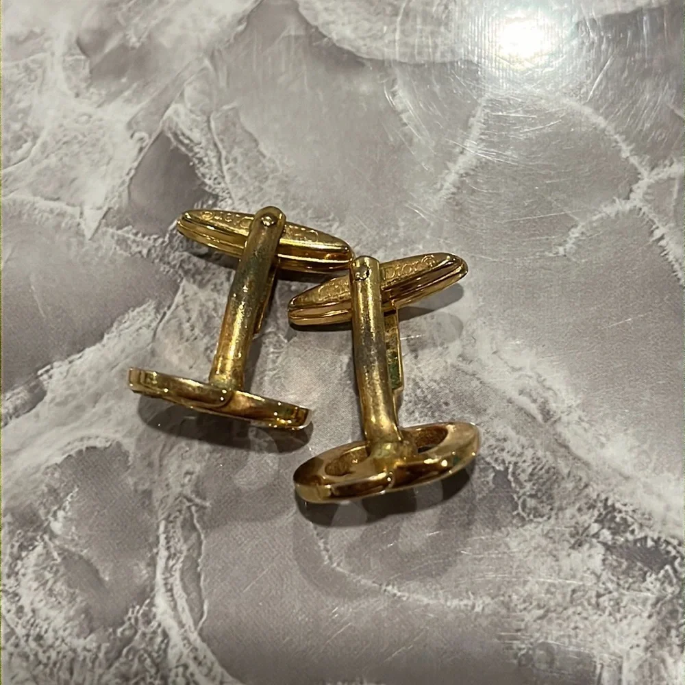 Christian Dior vintage gold tone crystal cuff links